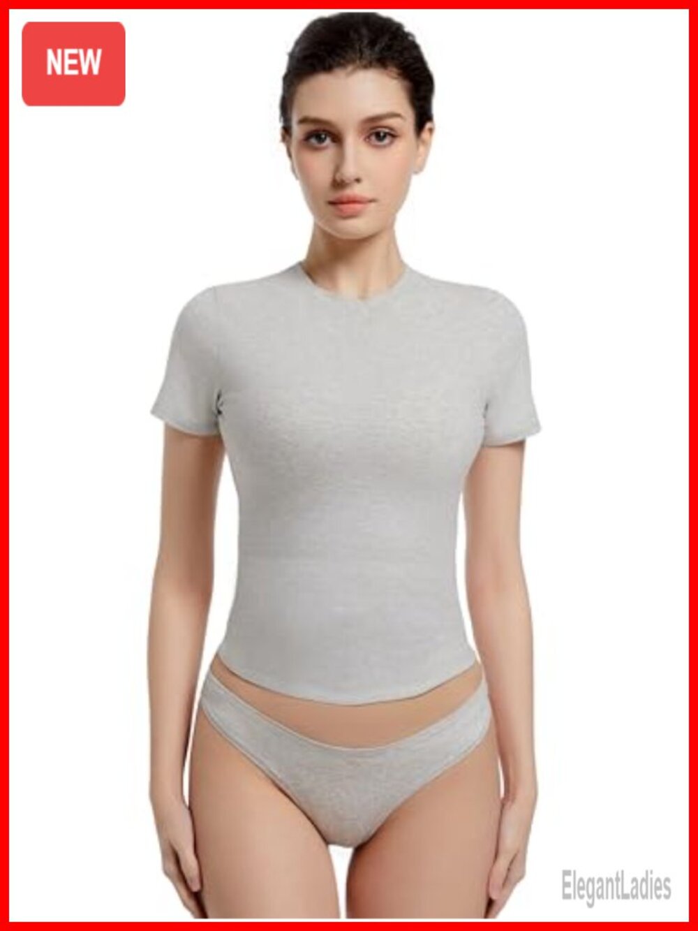 Abonlen Crewneck Short Sleeve Fitted Basic Tee Y2K Going Out Top